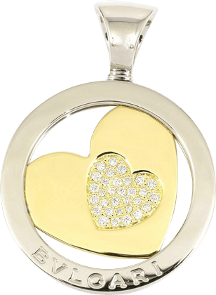 ブルガリ トンド ハート ネックレス ダイヤモンド 750YG/SS 美品