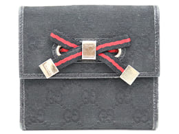 グッチ GGキャンバス ウエビング リボン付き Wホック式財布