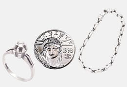 枚方市で買取したプラチナのリング、コイン、ネックレス