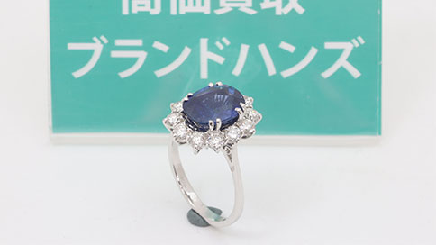 Pt900のサファイアダイヤリング