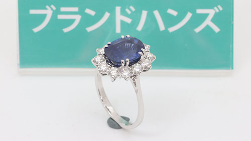 Pt900のサファイアダイヤリング全体