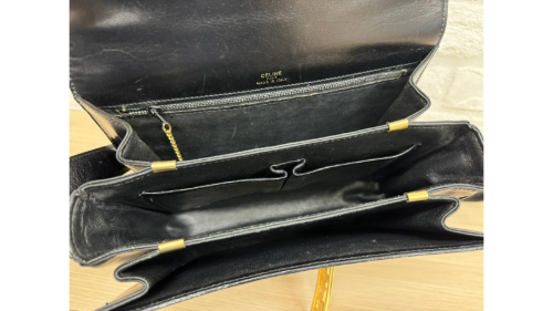 セリーヌレザー馬車金具ヴィンテージレザーショルダーバッグ内側