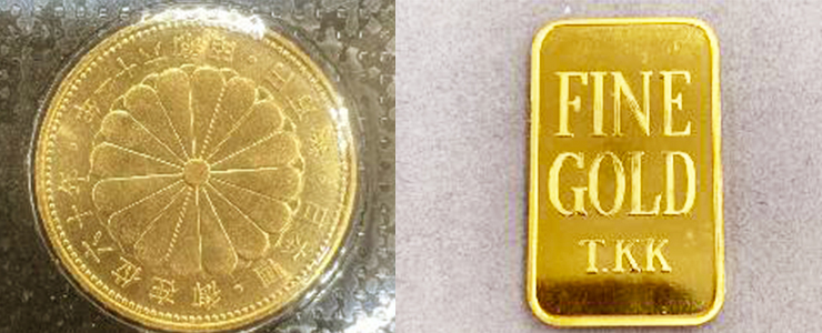 インゴットとK24(24金)の金貨