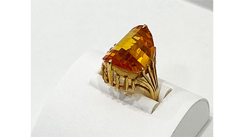 難波で変色有りK18(18金)のシトリンリングをお買取しました