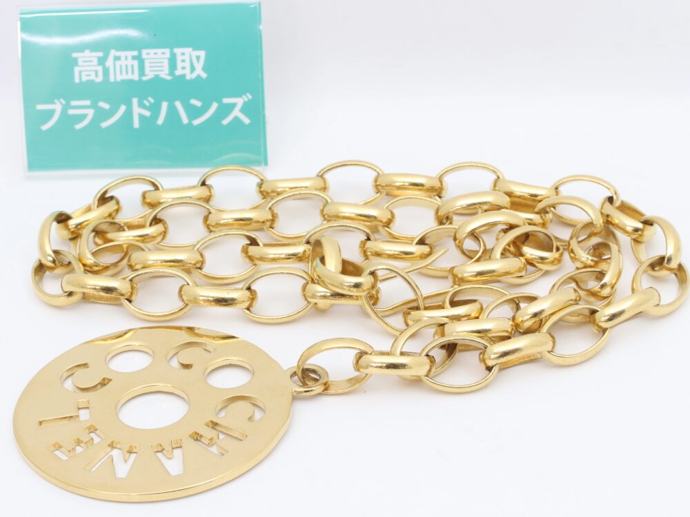 1円 シャネル ロゴ サークル チェーン ネックレス ゴールド色 BR051 