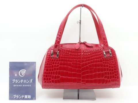 JRAシャイニーレッドクロコダイルハンドバッグ