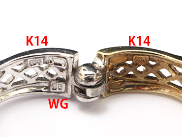 K14とK14WGの金のコンビの刻印