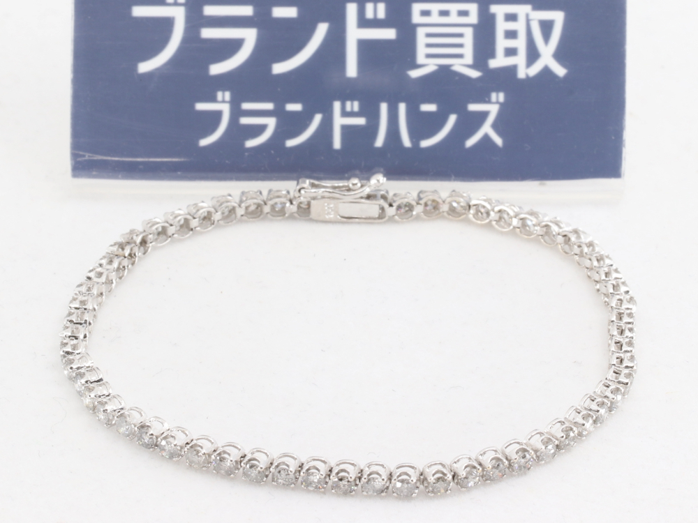 テニスブレスレット買い取ります ダイヤモンド計2.11ct 18金 テニス 