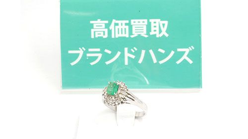 PT900エメラルドダイヤモンドリング全体