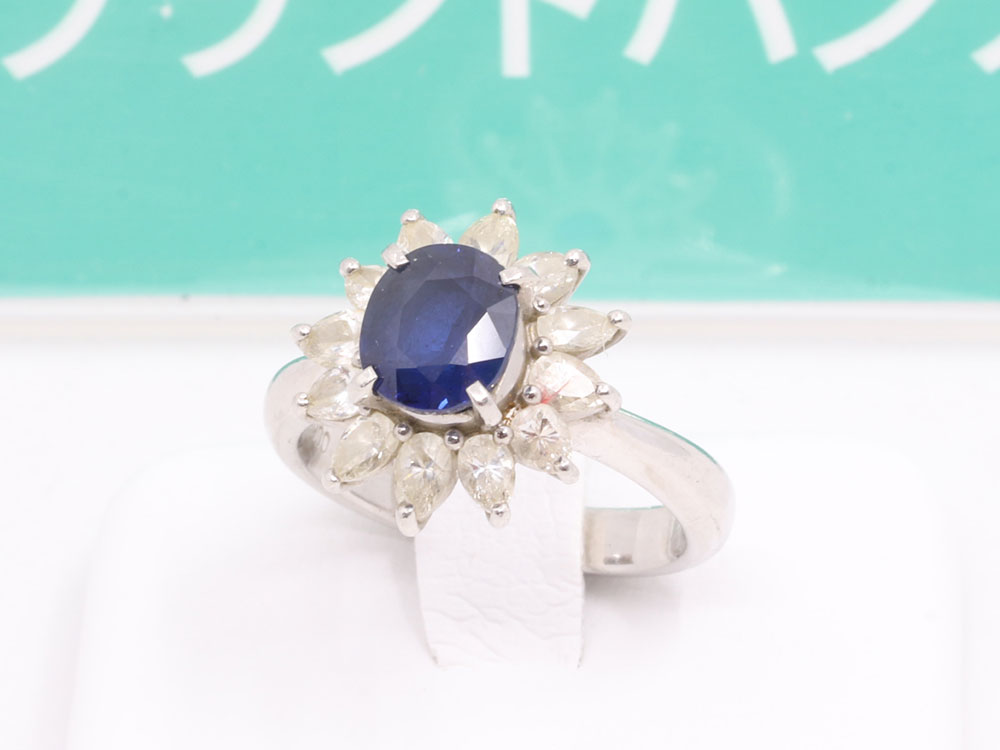 Pt900(プラチナ900)のサファイアダイヤリング全体