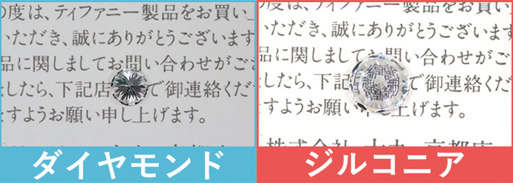 ダイヤとジルコニア文字透けるか