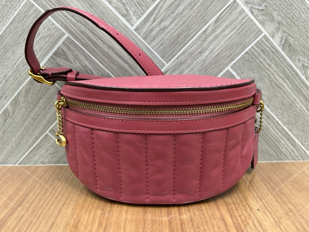 COACH コーチ ウエストバッグ ブラック×ピンク レザー COACH】コーチ 