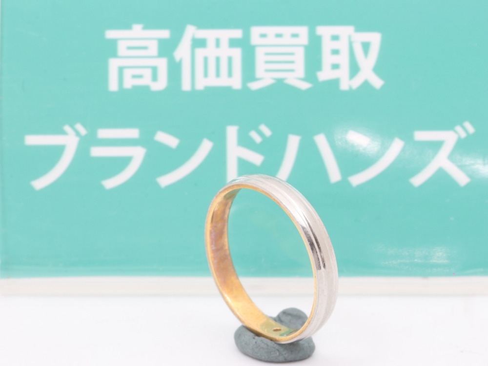 ☆特価 k18 プラチナ900 コンビ リング サイズ 12弱 難波で金K18 
