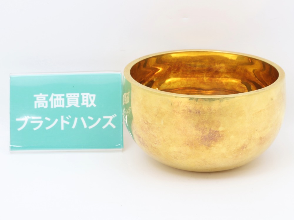 【週末セール】美しい金色のおりん　銘あり　銅製、日本の美 おりん 18金製 2.5寸 約200g 送料無料 りん 仏具 仏壇 高級美術