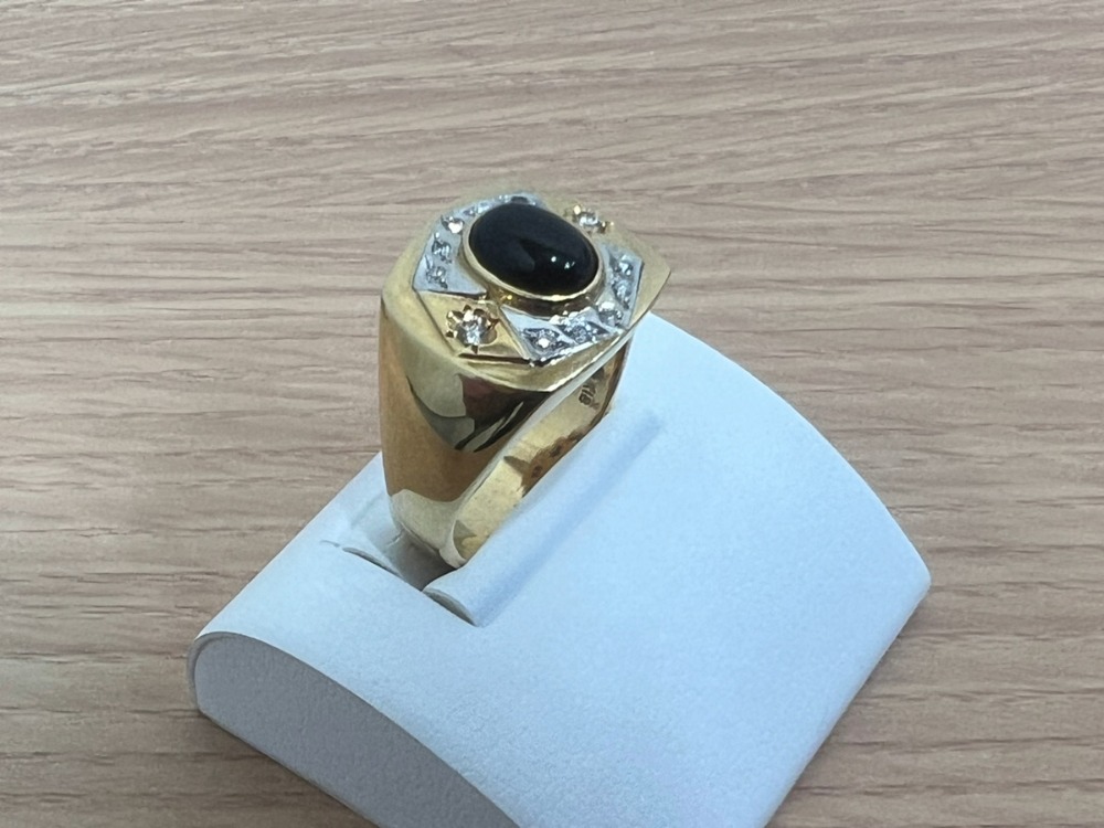 K18Pt900オニキスダイヤリング左