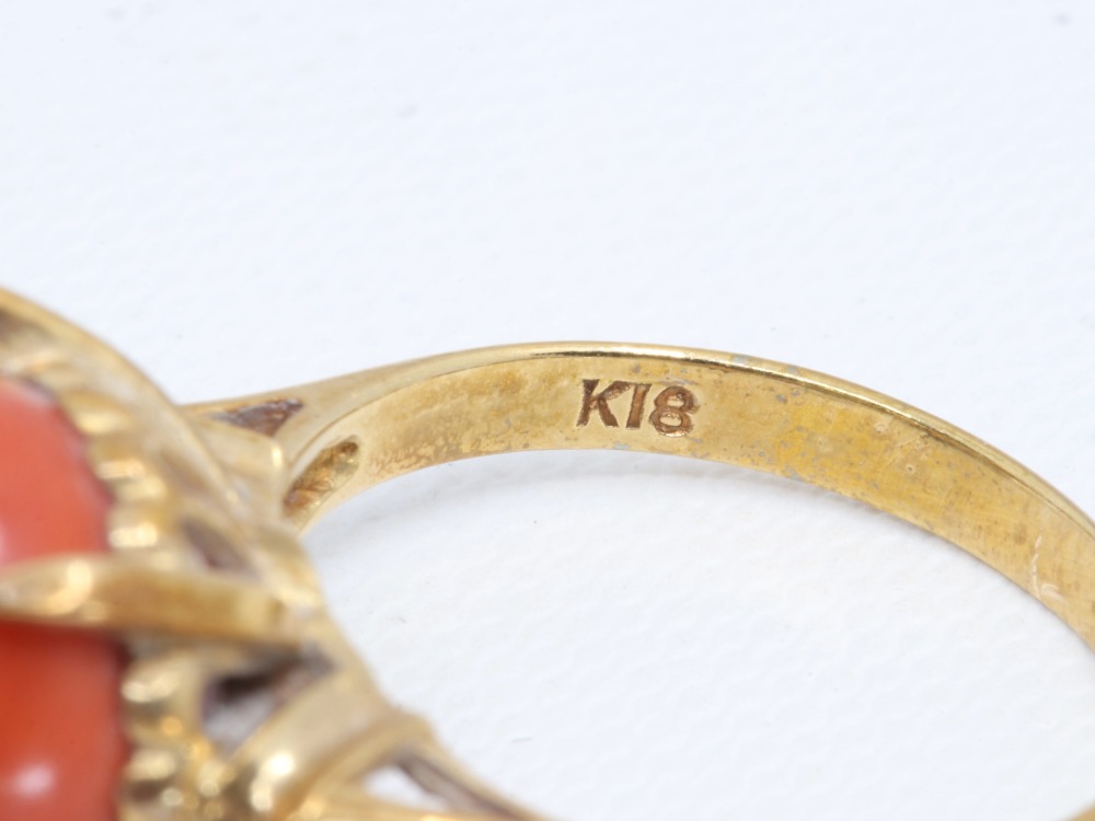 K18の珊瑚サンゴリング刻印