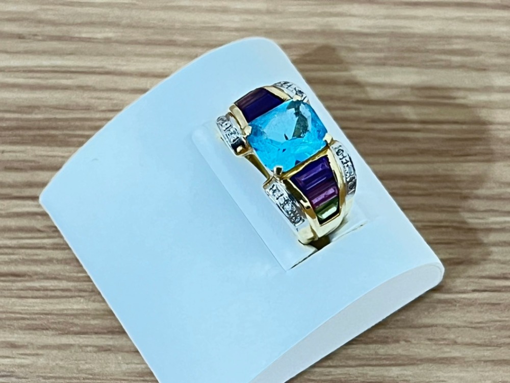K18・Pt900のアクアマリンリング右