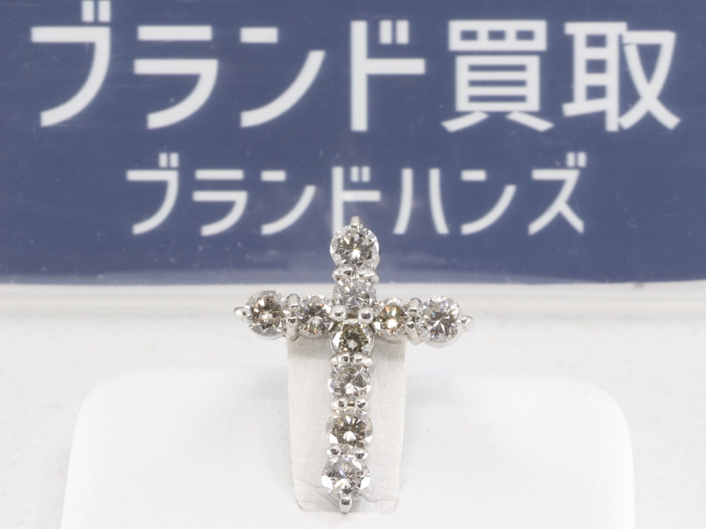 甲府ジュエリー Pt900プラチナ クロス ペンダントトップ ダイヤモンド 