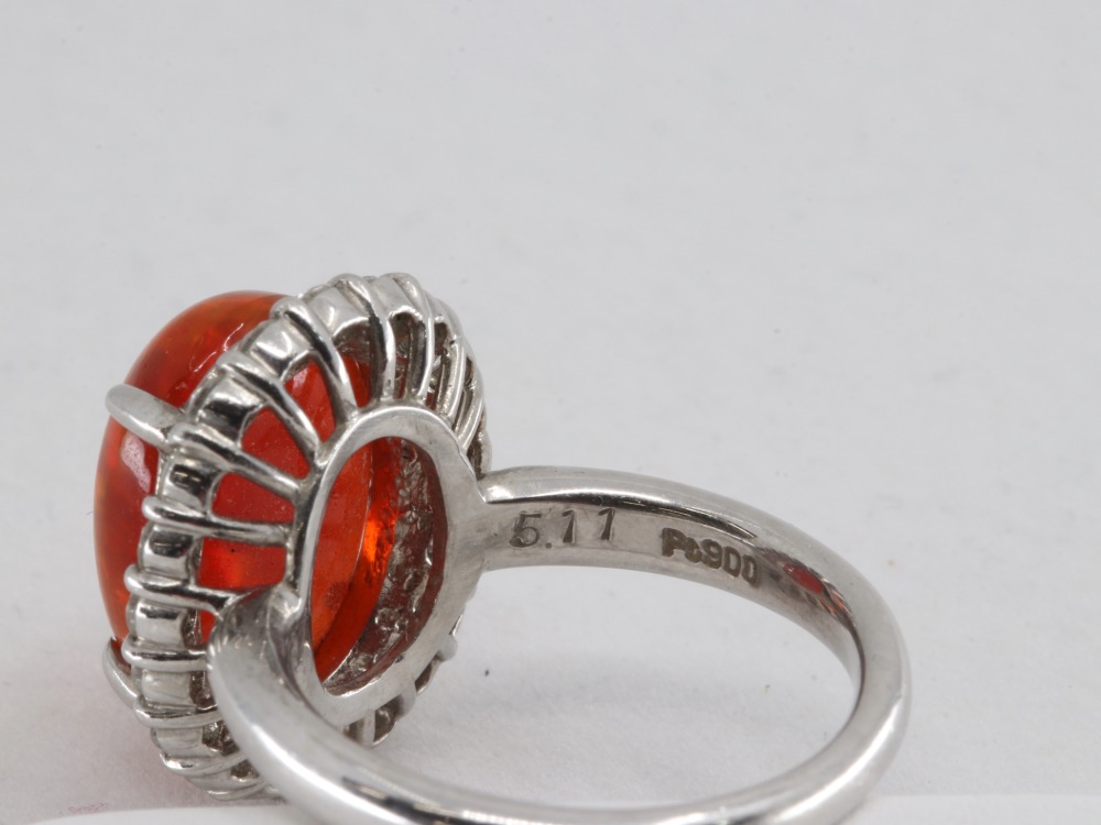 PT900ファイアーオパールダイヤリング刻印