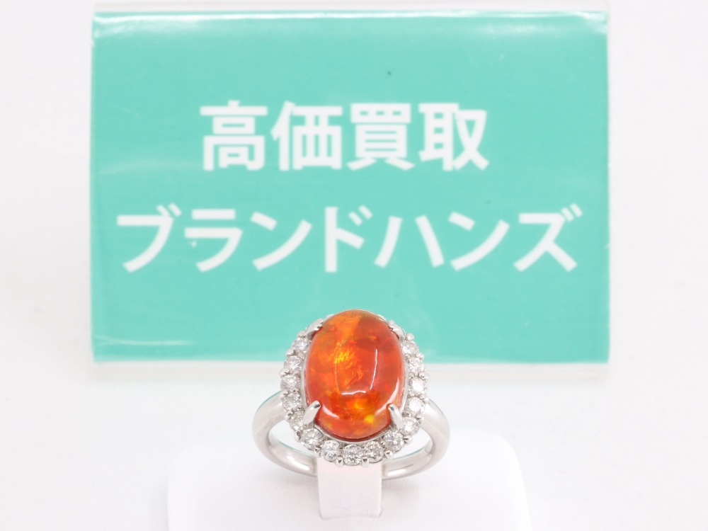 PT900ファイアーオパールダイヤリング正面