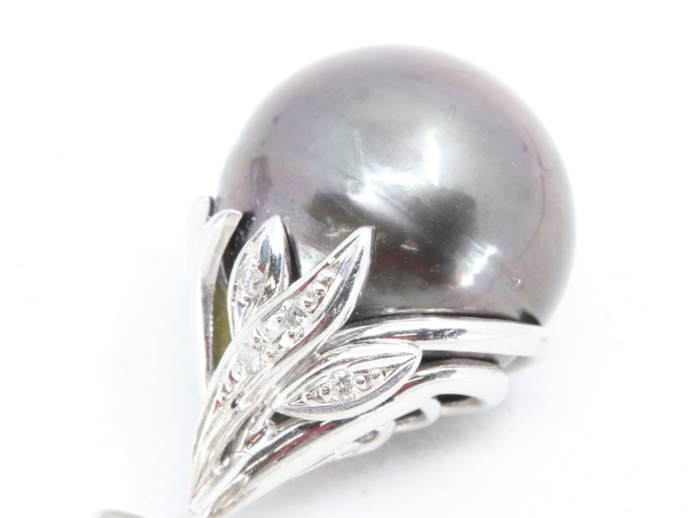 PT900黒蝶パールネックレストップ