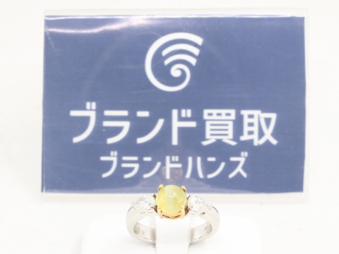 Pt900K18のクリソベリルダイヤリング