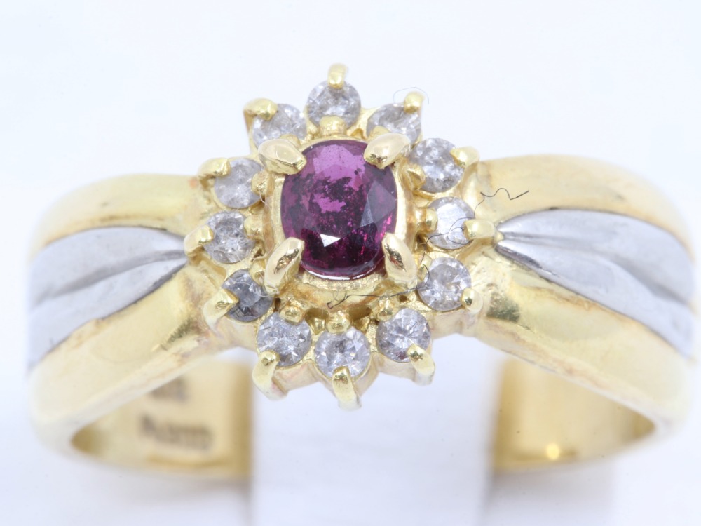 Pt900K18ルビーダイヤリング正面