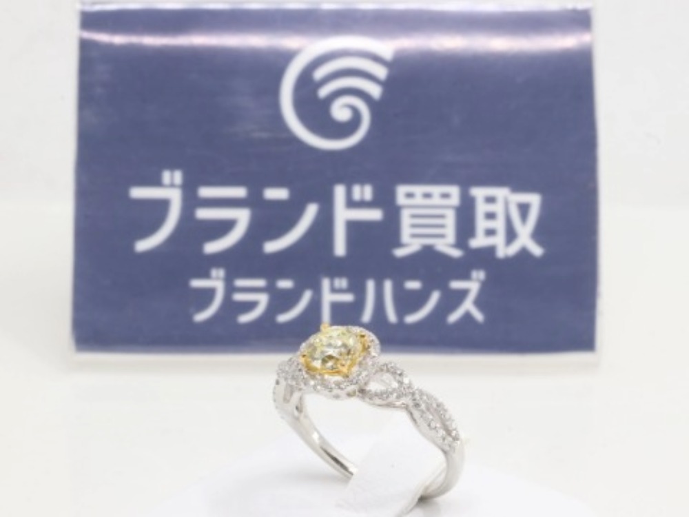 Pt900×K18YGのダイヤリング全体