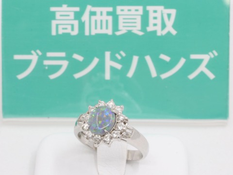 Pt900ブラックオパールダイヤリング