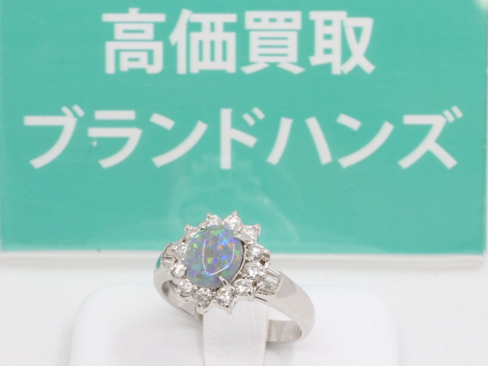 Pt900ブラックオパールダイヤリング全体