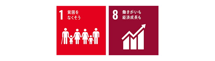 SDGs01貧困をなくそう08働きがいも経済成長も