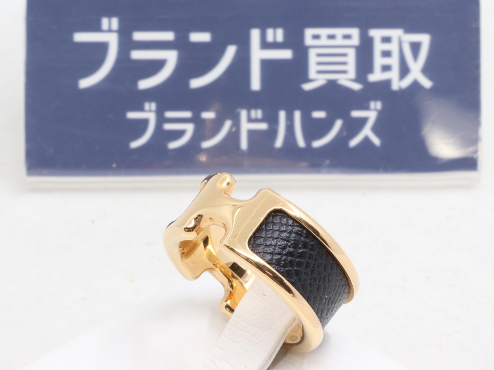 エルメスのオランプHロゴリングゴールド正面