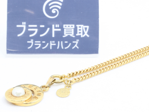 セリーヌロゴパールネックレスゴールド