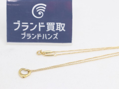 ティファニーオープンハートネックレスK18YG