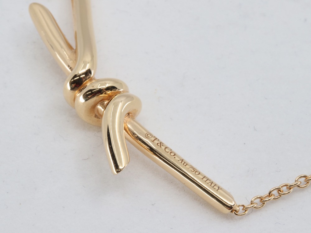 ティファニーノットネックレスK18PGトップ