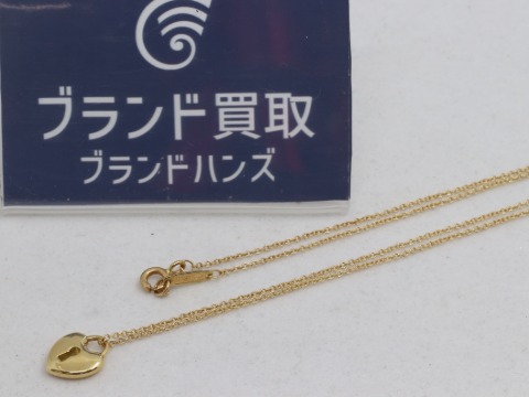ティファニーハートロックネックレスK18YG