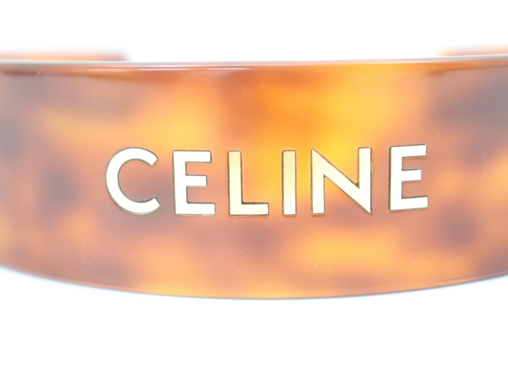 傷のあるセリーヌのべっ甲カチューシャロゴ