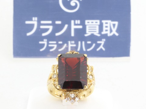 金K18のガーネットダイヤリング