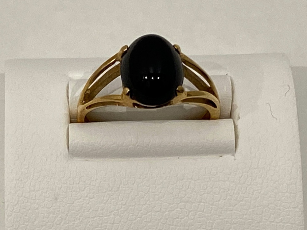 K14(14金)オニキスリング正面