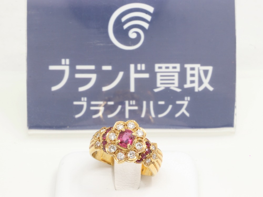 K18のルビー×ダイヤリング全体