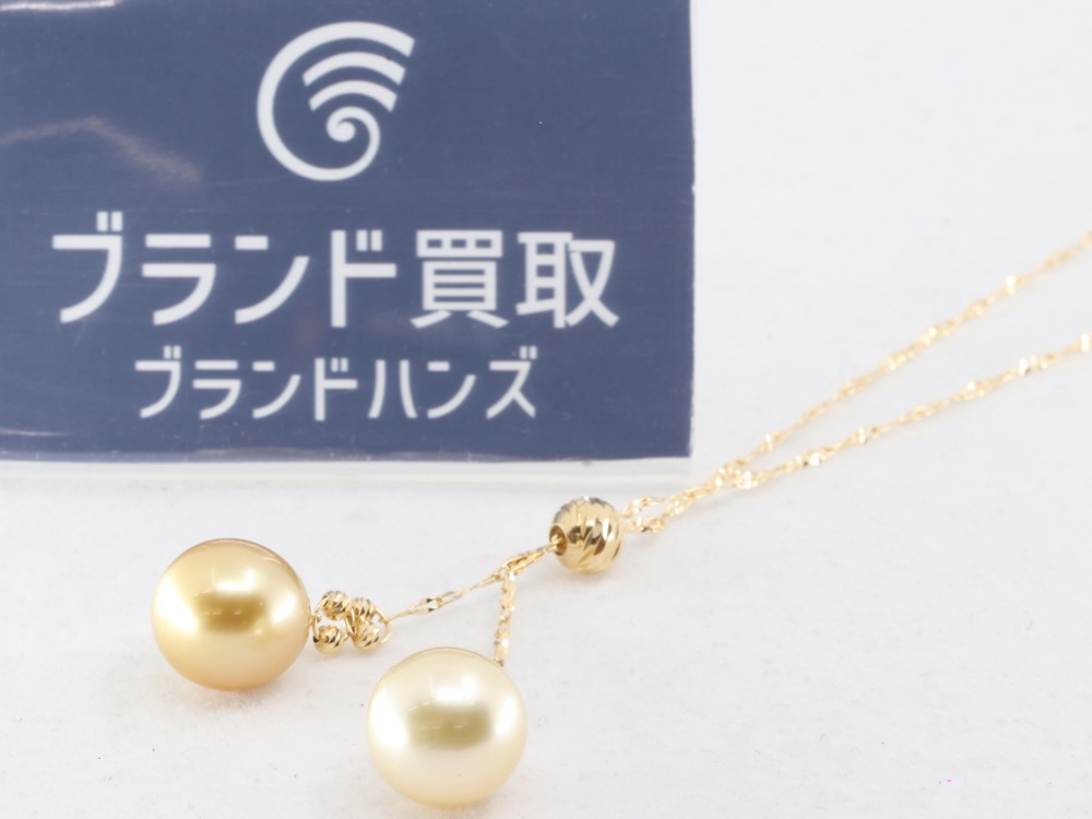 K18（18金）ゴールデンパールネックレス全体