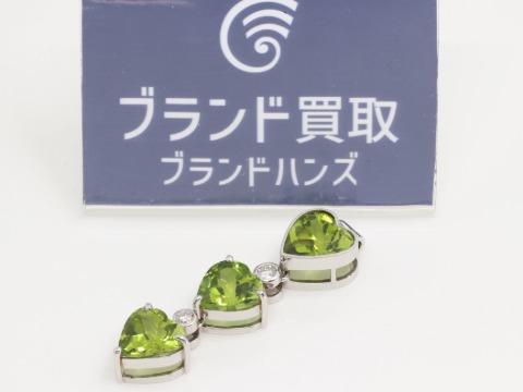 Pt900のペリドット×ダイヤトップ