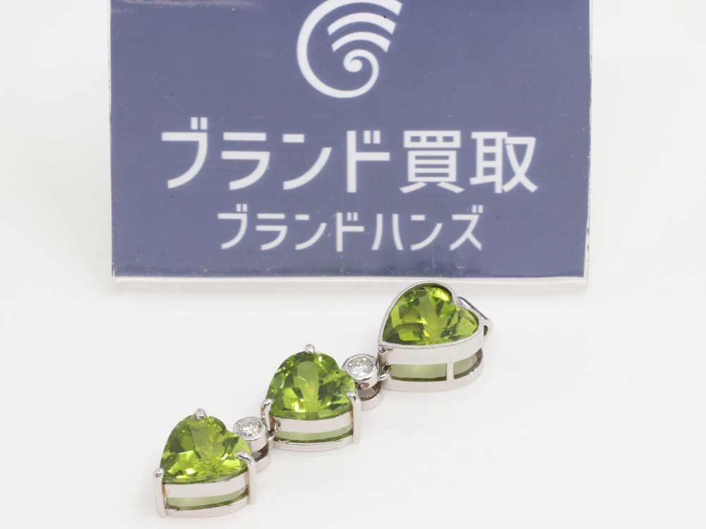 Pt900のペリドット×ダイヤトップ全体