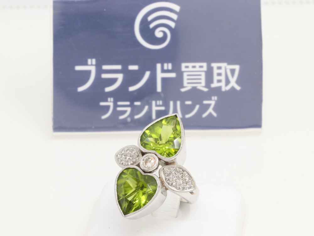 Pt900のペリドットリング全体