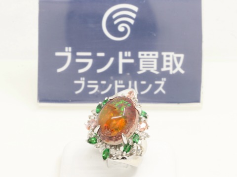 Pt900(プラチナ900)オパールダイヤリング