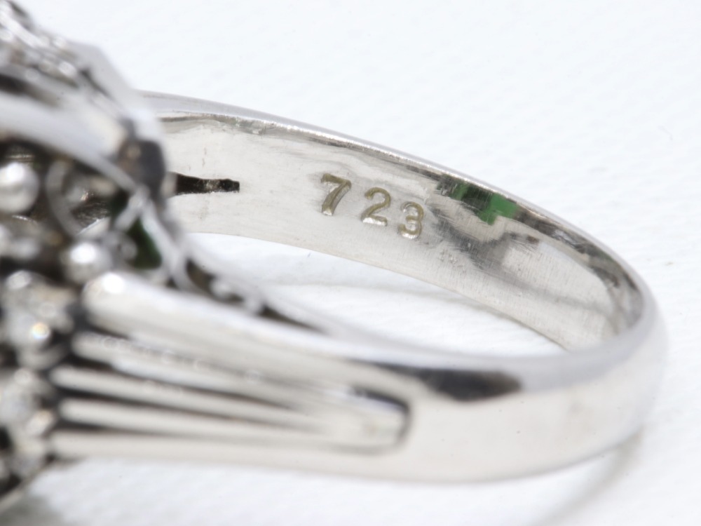 Pt900(プラチナ900)グリーントルマリンリング刻印2