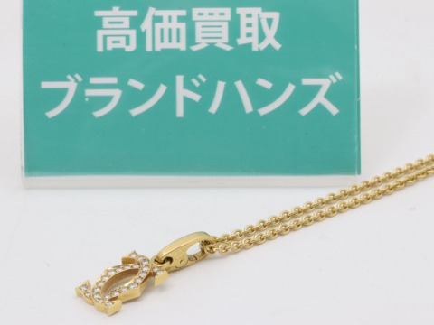カルティエ2Cダイヤチャームネックレス