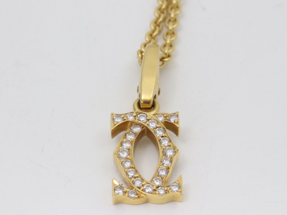 カルティエ2Cダイヤチャームネックレストップ