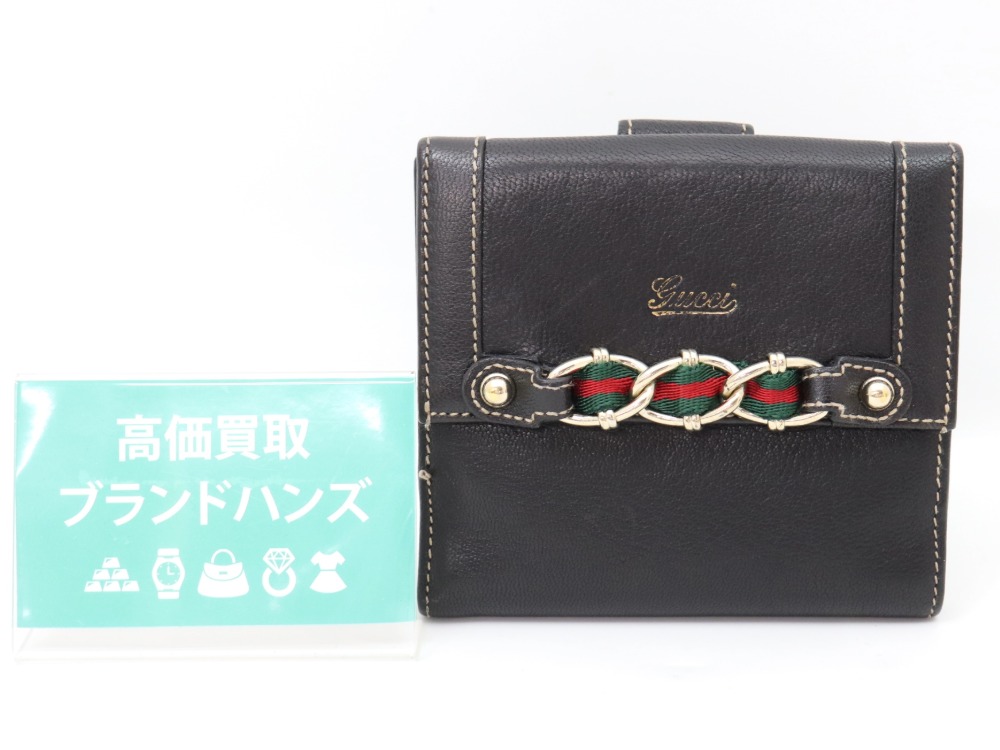 グッチシェリーラインWホック二つ折り財布正面