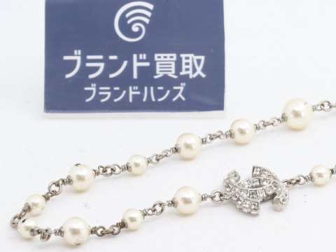 シャネルココマークフェイクパールロングネックレス